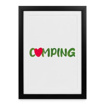 Camping Lawn Heart Caravan Van Life Camping-car Fan - Affiche encadrée (27 × 37 cm) - noir - Devant