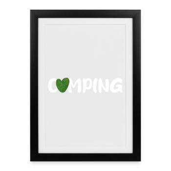 Camping Heart Lawn Grass Meadow Citation Camping-car Fan - Affiche encadrée (27 × 37 cm) - noir - Devant