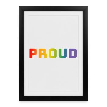 Regenbogen proud weiss - Gerahmtes Poster (27 × 37 cm) - Schwarz - Vorne