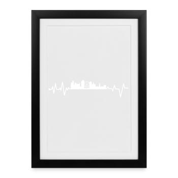 Battement de cœur de Manchester au Royaume-Uni - Affiche encadrée (27 × 37 cm) - noir - Devant
