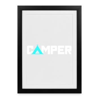 Camper Tent Camping Tent Caravan Outdoor Motorhome - Framed poster (27 × 37 cm) - black - Front