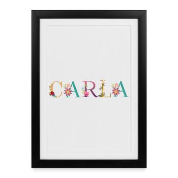 CARLA name adorned with flowers - Framed poster (27 × 37 cm) - black - Front