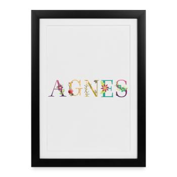 Le nom d’AGNES est fleuri - Affiche encadrée (27 × 37 cm) - noir - Devant