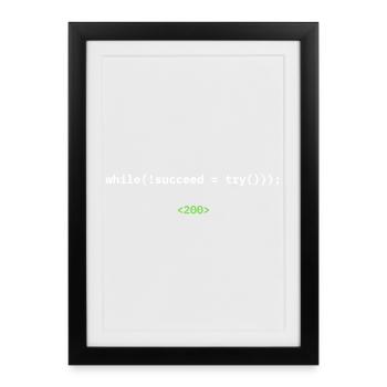 while(!succeed = try())); – Developer Shirt - Framed poster (27 × 37 cm) - black - Front