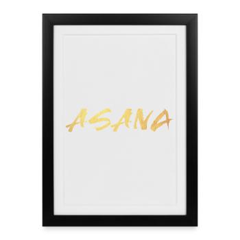 Asana Gold Posture assise Yoga Méditation om Namaste - Affiche encadrée (27 × 37 cm) - noir - Devant