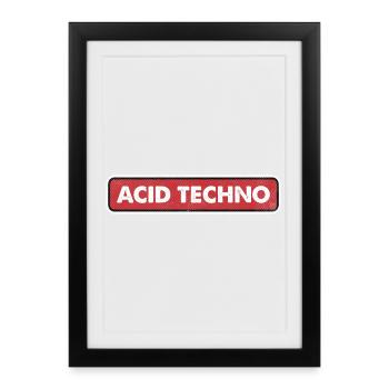 Acid Techno Neon Grid - Affiche encadrée (27 × 37 cm) - noir - Devant