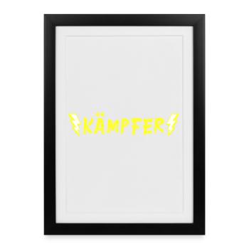 Kämpfer - neongelb - Gerahmtes Poster (27 × 37 cm) - Schwarz - Vorne
