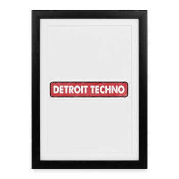 Logo rétro techno de Détroit - Affiche encadrée (27 × 37 cm) - noir - Devant