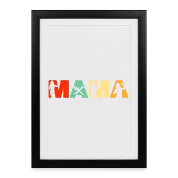 Typographie rétro de la silhouette de Mama Mechanic - Affiche encadrée (27 × 37 cm) - noir - Devant