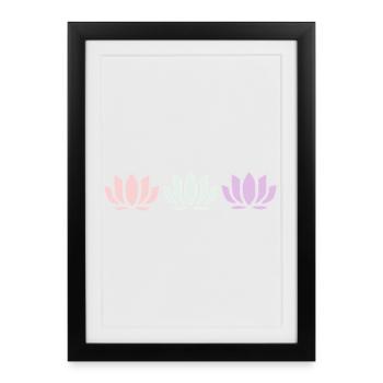 Fleurs de lotus, fleurs de lotus, yoga de la fleur en fleurs pastel - Affiche encadrée (27 × 37 cm) - noir - Devant