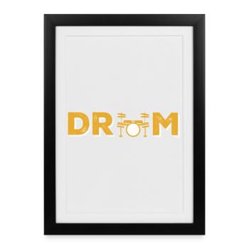 Typographie de batterie avec icône de batterie - Affiche encadrée (27 × 37 cm) - noir - Devant