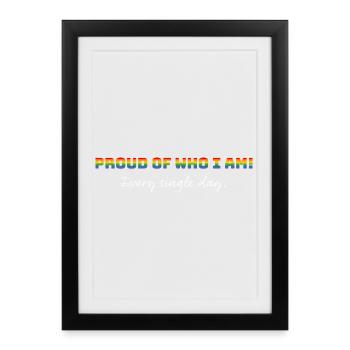Proud of who I am queer | LGBTQIA+ - Framed poster (27 × 37 cm) - black - Front