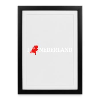 I Love Nederland Niederlande - Gerahmtes Poster (27 × 37 cm) - Schwarz - Vorne