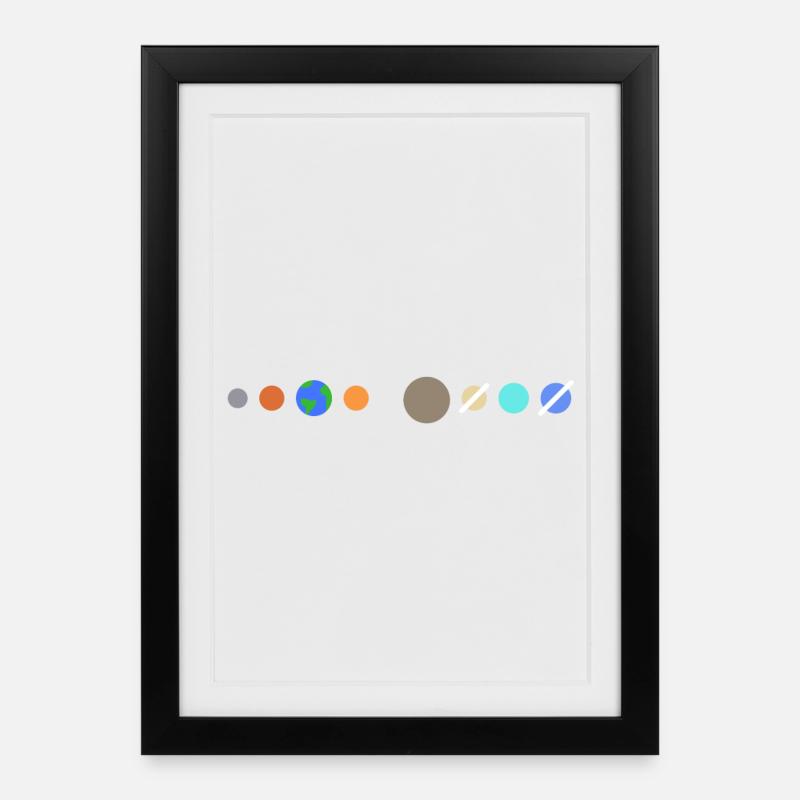 Planètes du système solaire - Affiche encadrée (27 × 37 cm) - noir