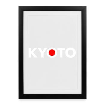 KYOTO Japon Drapeau Japonais - Affiche encadrée (27 × 37 cm) - noir - Devant