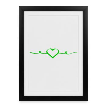 Cœur vert vert - Affiche encadrée (27 × 37 cm) - noir - Devant