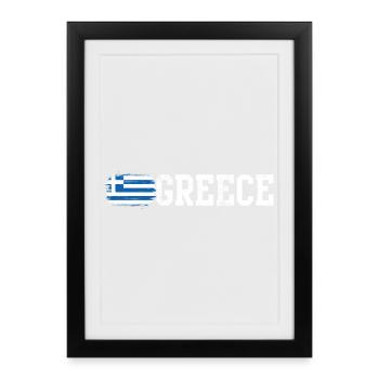 Greece Flag Brush Art Typography - Framed poster (27 × 37 cm) - black - Front