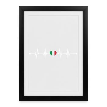 Drapeau italien Heartbeat Design - Affiche encadrée (27 × 37 cm) - noir - Devant