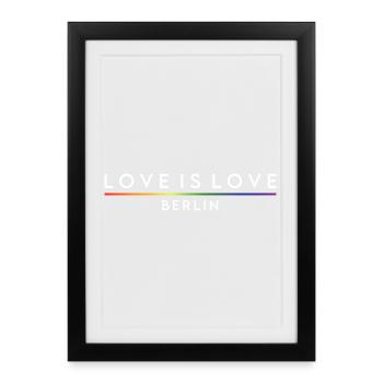LOVE IS LOVE - Berlin - Gerahmtes Poster (27 × 37 cm) - Schwarz - Vorne