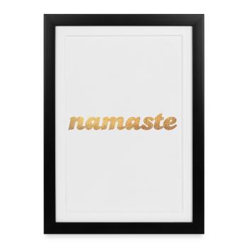 Namaste Gold Yoga om Shanti India Fan de méditation - Affiche encadrée (27 × 37 cm) - noir - Devant
