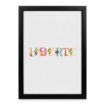 LIBERTY Name Art with Embroidered Flowers - Framed poster (27 × 37 cm) - black - Front