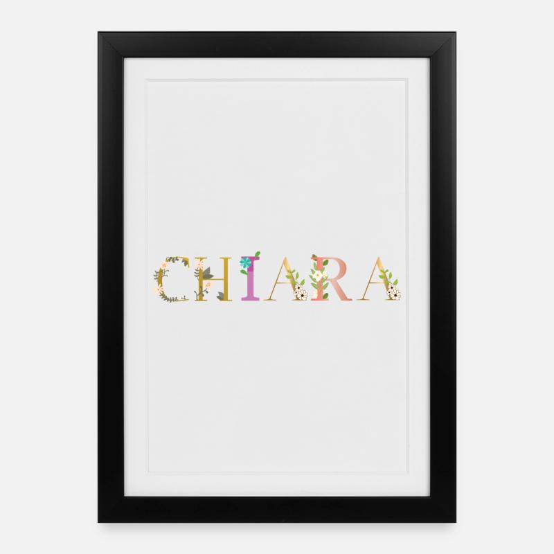 Le nom de CHIARA est orné de fleurs - Affiche encadrée (27 × 37 cm) - noir