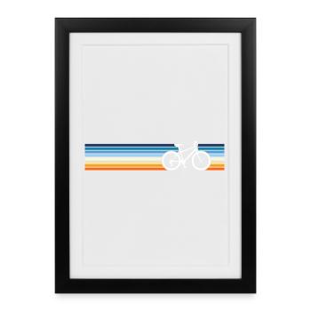 Retro Fahrrad Muster verblassen - Gerahmtes Poster (27 × 37 cm) - Schwarz - Vorne