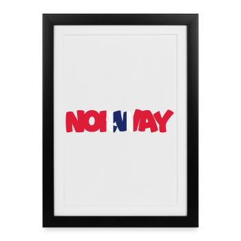 Norway - Norge - Norwegen - Flagge - Skandinavien - Gerahmtes Poster (27 × 37 cm) - Schwarz - Vorne