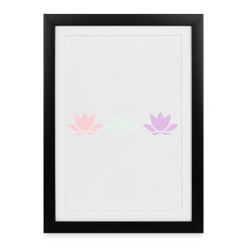 Lotus Flower Lotus Flowers Pastel Flower Blossom Yogal - Framed poster (27 × 37 cm) - black - Front
