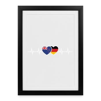 Nouvelle-Zélande et Allemagne Allemand Néo-Zélandais - Affiche encadrée (27 × 37 cm) - noir - Devant