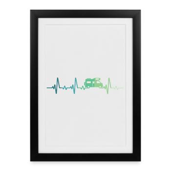 camping car battement de coeur t-shirt camping - Affiche encadrée (27 × 37 cm) - noir - Devant