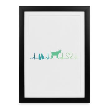 Chèvre battement de coeur cadeau chèvres  - Affiche encadrée (27 × 37 cm) - noir - Devant