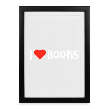 Logo du cœur d’I Love Books - Affiche encadrée (27 × 37 cm) - noir - Devant