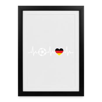Allemagne Football Heartbeat Allemagne - Affiche encadrée (27 × 37 cm) - noir - Devant