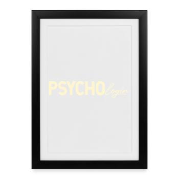 Psychologue Psycho Jeu de mots Psycho Docteur de l’humour - Affiche encadrée (27 × 37 cm) - noir - Devant