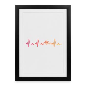 kart Sunset battement de coeur de course de kart - Affiche encadrée (27 × 37 cm) - noir - Devant