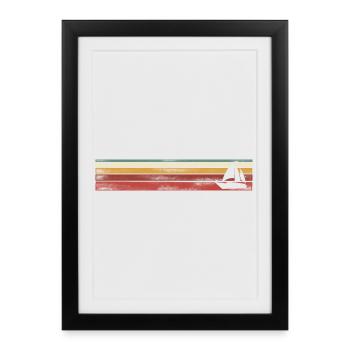 Voilier Voilier Sailor Vintage Retro - Affiche encadrée (27 × 37 cm) - noir - Devant