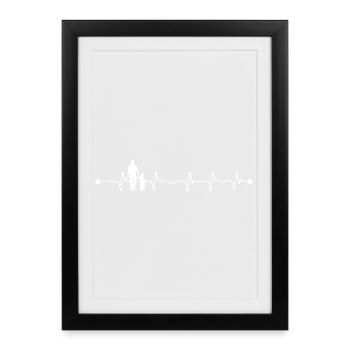 Herzschlag Vater und Sohn - Gerahmtes Poster (27 × 37 cm) - Schwarz - Vorne