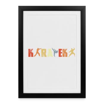 Karateka Vintage Look - Affiche encadrée (27 × 37 cm) - noir - Devant