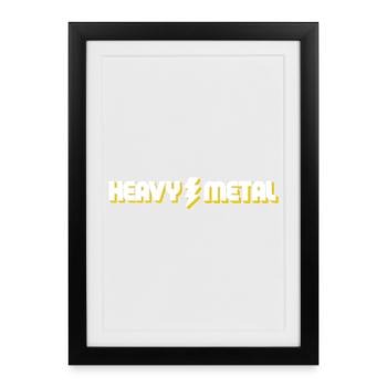 Heavy Metal Lightning Bolt Text Logo - Framed poster (27 × 37 cm) - black - Front