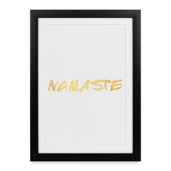 Yoga Namaste Gold Handschrift om Meditation Luxus - Gerahmtes Poster (27 × 37 cm) - Schwarz - Vorne