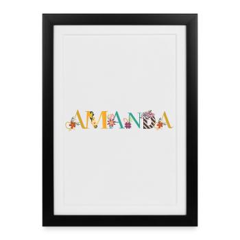 AMANDA Name Art With Flowers Embroidered - Framed poster (27 × 37 cm) - black - Front