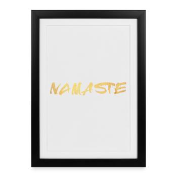 Yoga Namaste Gold Handwriting Deluxe Meditation om - Framed poster (27 × 37 cm) - black - Front