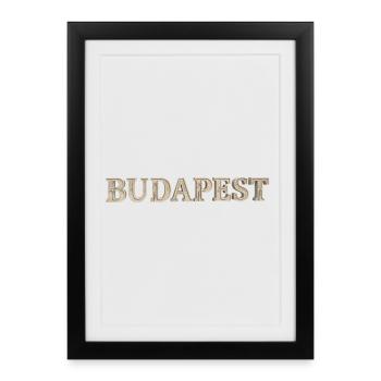 BUDAPEST – Architectural Stone Typography - Gerahmtes Poster (27 × 37 cm) - Schwarz - Vorne