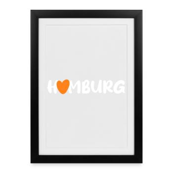 Hamburg Heart Vector Fan Harbor Tourist Hanseatic City - Framed poster (27 × 37 cm) - black - Front