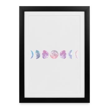 Pastel Moon Phases - Framed poster (27 × 37 cm) - black - Front