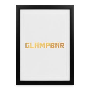 Glamper Camper Gold Bear Cool Dictons Ventilateur de camping - Affiche encadrée (27 × 37 cm) - noir - Devant