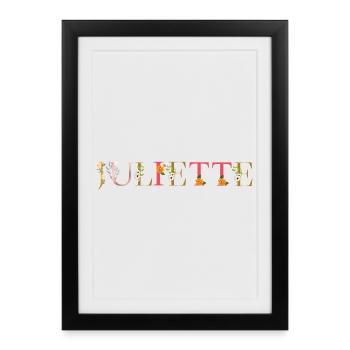 JULIETTE prénom fleuri - Affiche encadrée (27 × 37 cm) - noir - Devant