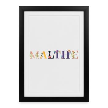 MALTHE Nom Orné De Fleurs - Affiche encadrée (27 × 37 cm) - noir - Devant