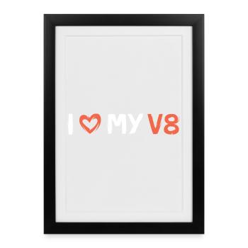 Car Love V8 - Musclecar Logo - Affiche encadrée (27 × 37 cm) - noir - Devant